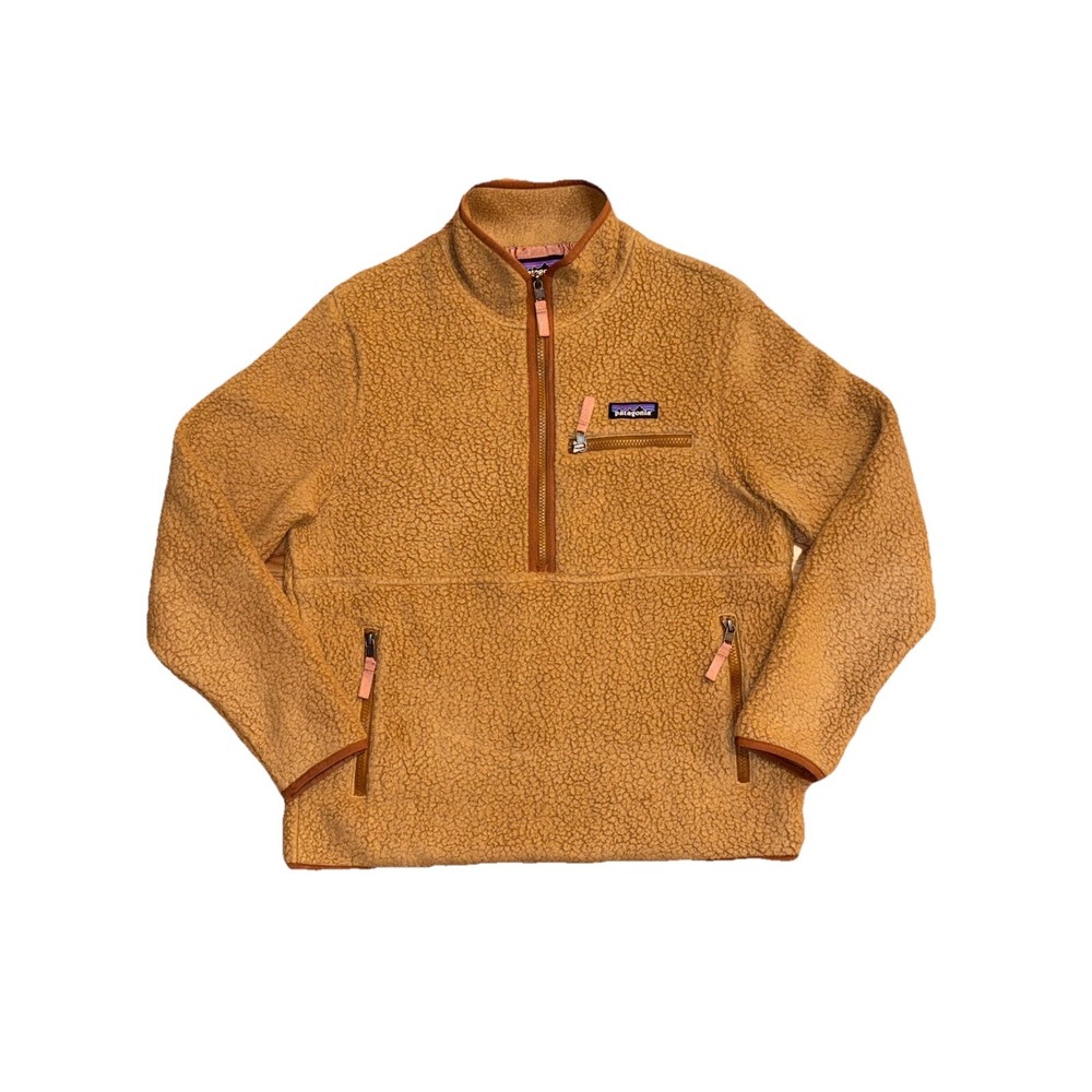 Patagonia Fleece Pullover Mens Small Bear Brown Retro Pile 1/4‎ Zip Sherpa 22835